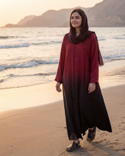 Red and Black Tie and Dye Abaya